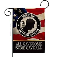 Not Forgotten POW MIA Burlap Garden Flag - Armed Forces Vietnam WarUnited State American Military Veteran Official - House Decoration Banner Small Yard Gift Double-Sided Made in USA 13 X 18.5