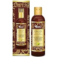 Organic Extra Virgin Olive oil 200ml for Hair and Skin Care - With Comb Applicator - Pure Oil with No Mineral Oil, Silicones