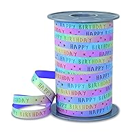 Rainbow Curling Ribbon - Birthday Pastell, 200 m Gifts Band for Wrapping and Decorating, 10 mm Width, Decorative Ribbon for Easter Decorations, Balloons, Baby Showers,... - Easy to Curl