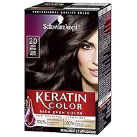 Keratin Color Permanent Hair Color Cream, 2.0 Soft Black