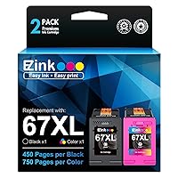E-Z Ink (TM Ink Cartridge Replacement for HP Ink 67 67XL 67 XL for DeskJet 4133e 2755e 4155e Envy Pro 6455 6458 6475 Envy 6455e 6458e 6055 6055e 6052e DeskJet Plus 4155 4132 (1 Black,1 Tri-Color)