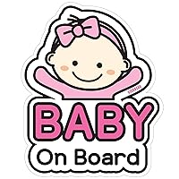 GEEKBEAR Baby on Board Car Sticker - Character Design, Reflective, Weather-Resistant (02. Basic Girl)