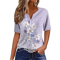 Ladies Tops and Blouses,Short Sleeve Blouses for Women Sexy V Neck Button Boho Tops for Women Going Out Tops for Women