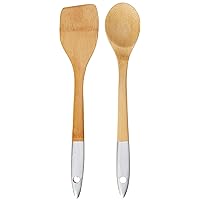 HAKKU Spoon & Spatula Set Made in Bamboo 30 cm Metallic, Medium, Clear