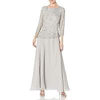 J Kara Womens Sheer Sleeve Floral Beaded Long Dress