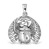WithLoveSilver 925 Sterling Silver Ancient Egyptian Scarab Eye of Horus Symbol of Protection Pendant
