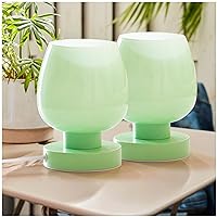 Touch Bedside Table Lamp Set of 2 - Small Modern Table Lamp for Bedroom Living Room Nightstand, 3-Way Dimable Desk lamp with Light Pink Glass Lamp Shade, 2700K LED Bulb, Simple Design Green