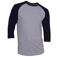 Men's Casual 3/4 Sleeve Baseball Tshirt Raglan Jersey Shirt White/.
