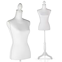 Female Dress Form Mannequin Torso Adjustable Height Mannequin Body with Tripod Stand for Clothing Dress Jewelry Display, White