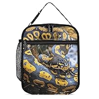 Yellow And Black Python Lunch Bag Reusable Lunch Tote Bag Small Leakproof Lunch Box Thermal Cooler Bag Ideal for Work Party Travel Picnic