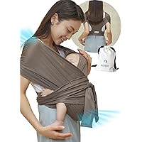 Konny Baby Carrier Flex AirMesh Premium Material - Adjustable, Easy to Wear and Wrap Baby Sling, Perfect for Newborn Babies Essentials up to 44 lbs, (XS-XL) - Mocha