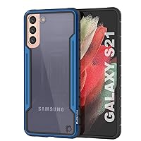 Punkcase Galaxy S21 Case [Armor Stealth Series] Protective Military Grade Multilayer Cover W/Aluminum Frame [Clear Back] Ultimate Drop Protection for Your S21 5G (6.2