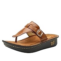 Alegria Womens Kennedi - Leather Thong Adjustable Slide Sandal - Timeless Comfort, Arch Support and Stylish Women's Shoe for Everyday Elegance and Slip-Resistant - Nursing and Healthcare Professionals