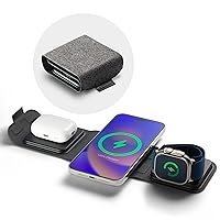 Mophie 3-in-1 Travel Charger with MagSafe - Fast Wireless Charging for iPhone, Apple Watch, and AirPods Compatible with iPhone 15/14/13/12 [Apple MFi Certified]