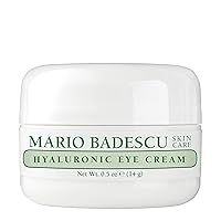 Mario Badescu Hyaluronic Eye Cream Anti Aging for All Skin Types, Under Eye Cream for Dark Circles and Puffiness, Formulated with Hyaluronic Acid & Glycerin, 0.5 Ounce