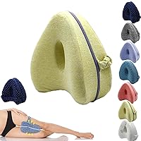 Smoothspine Alignment Pillow, Leg & Knee Pillow for Side Sleepers with Elastic Strap, Memory Foam Support Pillow, Relieve Hip Pain & Sciatica, Improve Sleep, for Person with Sore Legs (Yellow)