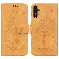 IVY Galaxy A13 5G Wallet Case for Samsung A13 5G Case - Rose Design - Flip Kickstand - Magnetic Buckle - Drop Protection - Yellow