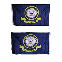 3x5 U.S. Navy Emblem Heavy Duty Polyester Nylon 200D Double Sided Flag 3'x5' Banner Brass Grommets UV Resistant Premium Quality Double Stitched Canvas Header.
