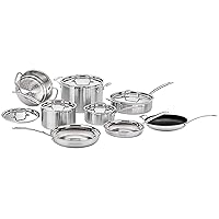 Cuisinart 13 Piece Cookware Set, MultiClad Pro Triple Ply, Silver, MCP-13N