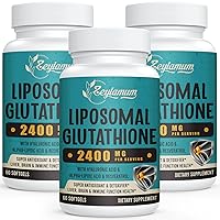 2400 MG Liposomal Glutathione Softgels, Max Absorption, Active Form L-Glutathione Reduced (GSH), with Hyaluronic Acid, Resveratrol, Master Antioxidants for Detox, Brain, Immune System, 180 Softgels