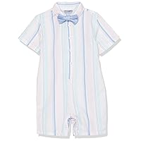 IZOD baby-boys Short Sleeve Collared Button Down Shirt Romper With Bow-tieRompers