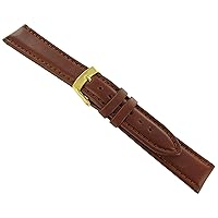18mm Genuine Leather Padded Stitched Calfskin Brown Watch Band Strap