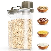 Rice Storage Container 10 Lbs, Airtight Food Dispenser with Large Spout and Cup for Rice, Cereal, Flour, Oatmeal, Pet Dog Cat Food Storage