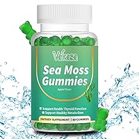 Irish Sea Moss Gel Gummies 1800mg, Black Seed Oil, Chlorophyll, Zinc, Vitamin C, Supplement Support for Thyroid Function, Hair Skin Care, Digestion & Joint, Vegan, 60 Gummies