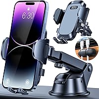 2024 Ultimate Car Phone Holder【80+LBS Strongest Suction & Military-Grade】【Patent & Safety Certs】Cell Phone Holder Truck Stand for Car Dashboard Windshield Vent for iPhone 15 Pro Max 14 13 Samsung,Grey
