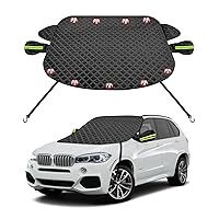 Windshield Cover for LCE and Snow, 65'' x 49.6'' Magnetic Front Windshield Cover with Side Mirrors Cover, Universal Waterproof Auto Sunshade Snow Cover Fits Most Vehicles (Black)