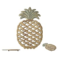 Cast Iron Pineapple Trivet - Decorative Cast Iron Trivet For Kitchen Or Dining Table - Vintage, Rustic Design - Protect your Countertop from Hot Dishes - With Rubber Pegs/Feet - Recycled Metal
