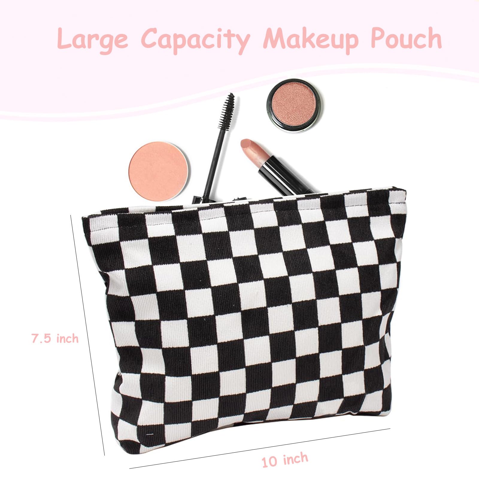  GUOER 2-Piece Cosmetic Bag Checkered Makeup Bag Preppy Cute  Corduroy Toiletry Bag for Women Travel Small Makeup Pouch Handbags Purses :  Beauty & Personal Care