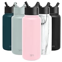 Simple Modern Water Bottle with Straw Lid Vacuum Insulated Stainless Steel Metal Thermos Bottles | Reusable Leak Proof BPA-Free Flask for Gym, Travel, Sports | Summit Collection | 32oz, Light Pink
