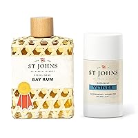 St. John Vetiver Aluminum Free Deodorant with Aftershave and Cologne | Made with Bay Leaves from The Virgin Islands | Bay Leaf After Shave Fragrance for Men | (8 oz Splash Bottle)