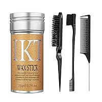 Hair Wax Stick, Black Edge Brush, Hair Wax Stick for Flyaway, Slick Back Hair Brush for Smooth, Teasing Brush for Add Volume, Rat Tail Combs for Parting
