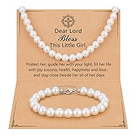 UPROMI Pearl Jewelry Set for Girls Baptism Easter First Communion Gifts for Girls