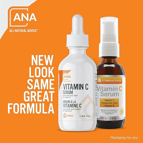 Vitamin C Serum For Face, 60ml / 2oz with 20% Vitamin C, Hyaluronic Acid, Aloe, MSM, Vitamin E, & Organic Botanicals Solution, Support Skin Brightening with Vitamin C Face Serum