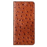 Ostrich Texture Flip Phone Cover, for Apple iPhone 14 Case 6.1 Inch 2022 Leather Magnetic Folio Kickstand Case [Card Holder],Coffee