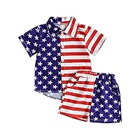 Kuriozud Toddler Baby Boy Easter Outfits 6 9 12 18 24Months 2t 3t 4t Bunny Print Button Down Shirt +Shorts Pants Set Summer
