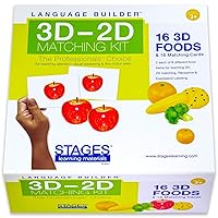 Learning Language Builder 3D-2D Foods Matching Kit for Autism Education & Aba Therapy Flash Cards
