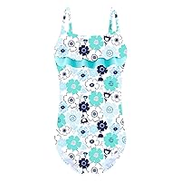 CHICTRY Kids Girls Floral Printed Ruffles Cirss Cross Back One Piece Swimsuit Bathing Suit Beachwear Floral Mint Green 8