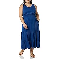 Amazon Essentials Women's Sleeveless Elastic Waist Summer Maxi Dress (Available in Plus Size)