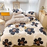 Wellboo 7 Pieces Bedding Sets Queen Size Black Floral Comforter Sets Botanical Bedding Comforters Boho Sunflower Quilts with Pumpkin Plaid Bed Sheet and 4 Pillowcases Soft Health