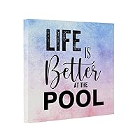 Canvas Wall Art 8x8 Inch,Life is Better at The Pool Framed Painting Canvas Wall Art with Inspirational Saying Quote for Living Room Bedroom Wall Home Decor