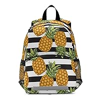 ALAZA Tropical Pineapple Fruit Summer Stripe Kids Toddler Backpack Purse for Girls Boys Kindergarten Preschool School Bag w/Chest Clip Leash Reflective Strip