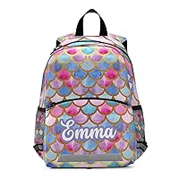Mermaid Scales Custom Kid's Backpack Personalized Backpack with Name/Text Preschool Backpack Toddler Backpack for Girls Boys School Backpack for Girls with Chest Strap