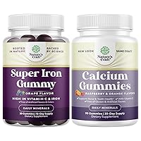 Natures Craft Bundle of Iron Gummies for Women and Men with Vitamin C for Higher Absorption and High Absorption Calcium Gummies for Women with Vitamin D3 for Bone Health and Immune Support
