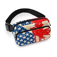 American and Canada Retro Flag Fanny Pack Adjustable Bum Bag Crossbody Double Layer Waist Bag for Halloween