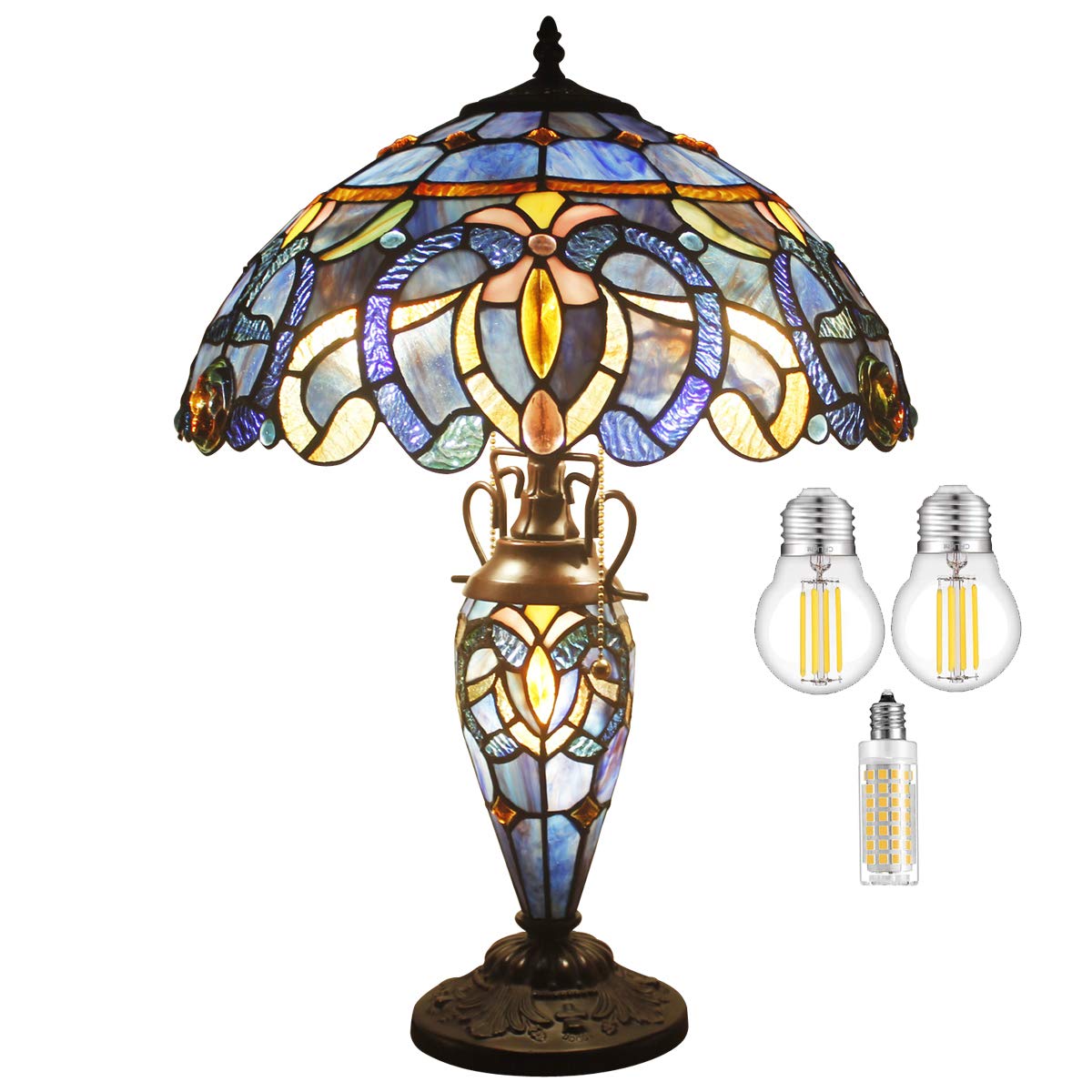 Mua WERFACTORY Tiffany Style Table Lamp Blue Purple Cloudy Stained ...