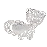 NOVICA Handmade .925 Sterling Silver Filigree Brooch Pin from Java Indonesia Animal Themed Cat [1.4 in L x 1.4 in W x 0.1 in D] 'Intricate Kitten'